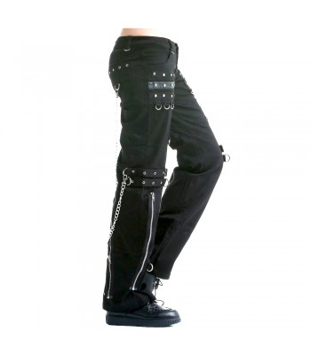 Men Gothic Black Zipper Pant Black Gothic Chained Pant Cotton Pant Cotton (2025)